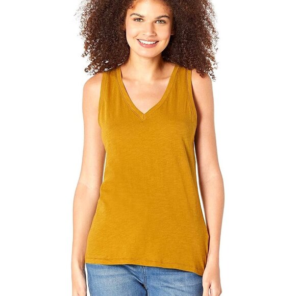 Madewell Whisper Cotton V-Neck Tank. Spiced Olive. Size S - Picture 11 of 11